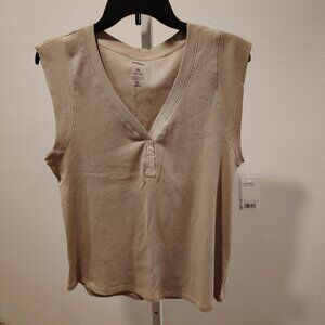 Sonoma Women's Ribbed Top Size XL NWT Cotton Spandex Stretch Short Sleeve